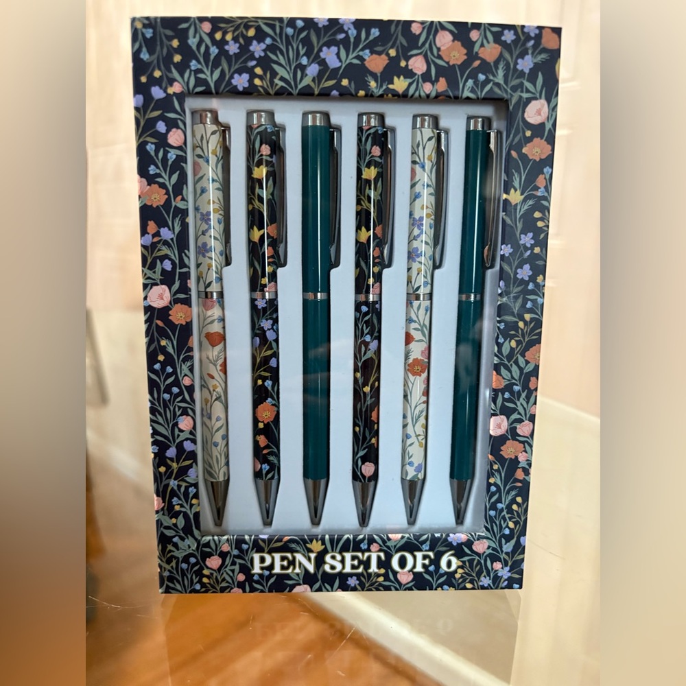 Punch Studio Beautiful Different Design Boxed Pen Set of 6
